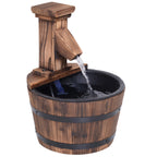 Outsunny Garden Wood Barrel Pump Patio Electric Water Fountain Deck Feature New