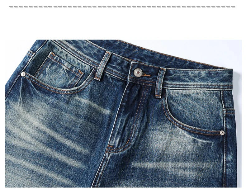 Autumn Gradient Distressed Jeans for Men – Comfort Cotton Vintage Style