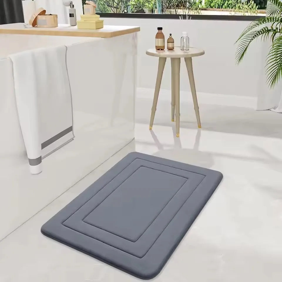 Thickened Super Absorbent Bathroom Floor Mat – Non-Slip Quick Dry Flannel Rug