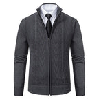 Men’s Autumn Winter Cashmere Padded Knitted Sweater Coat – Thick Warm Zipper Cardigan Jacket