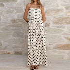 Sexy Off-Shoulder Polka Dot Halter Dress for Women – Backless High-Waist Summer Maxi