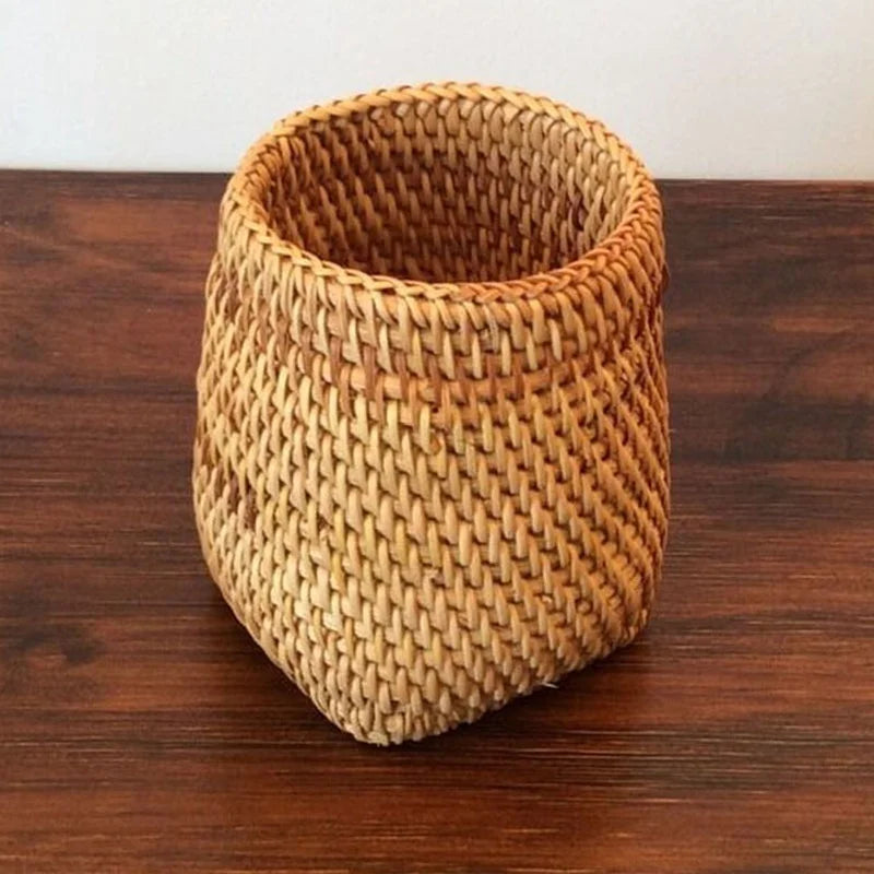 Household Rattan Organizer Basket – Tableware Storage for Chopsticks & Utensils