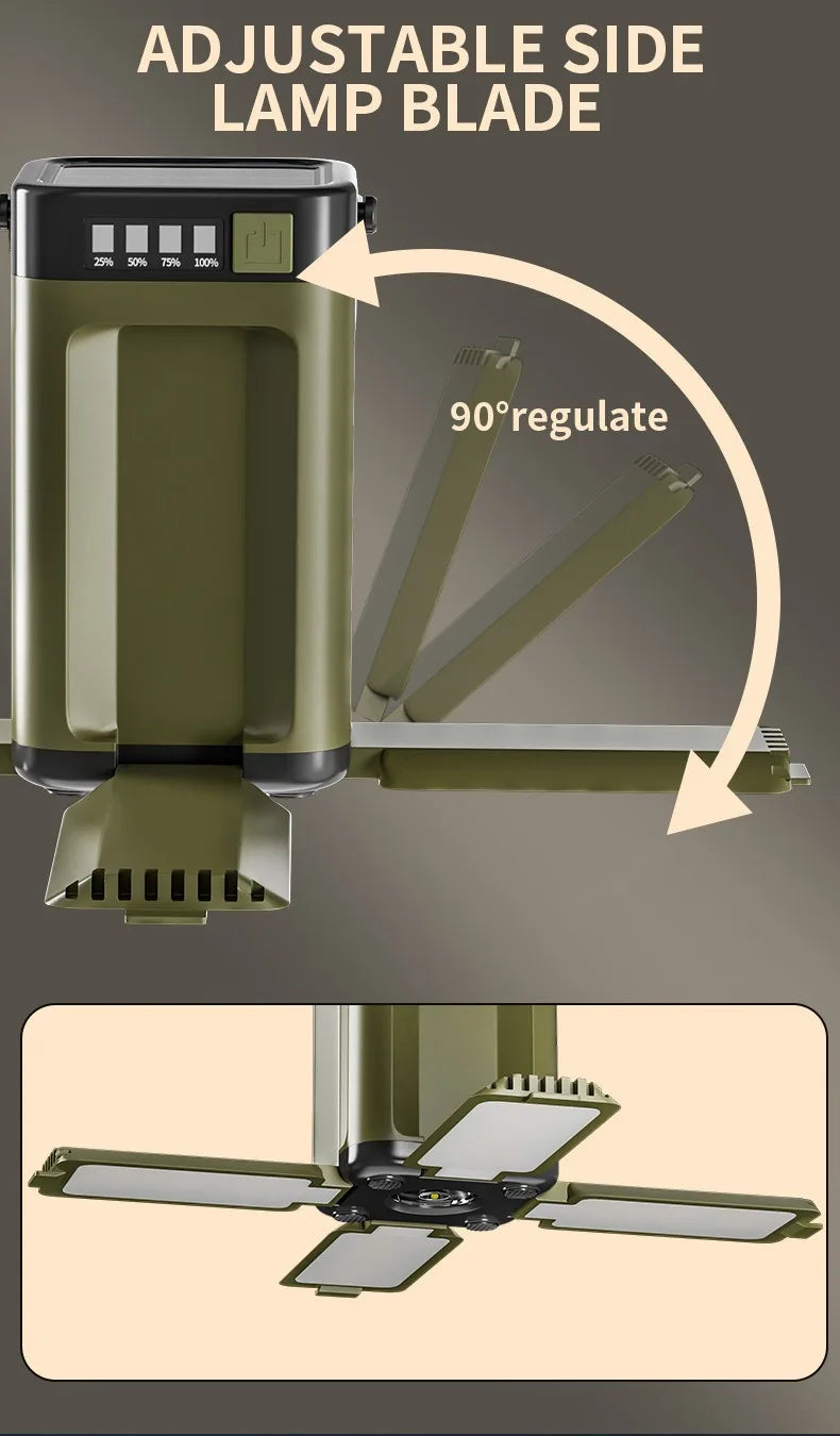 Multifunctional 4-Leaf Foldable Camping Lantern – Solar Rechargeable Outdoor Emergency Light