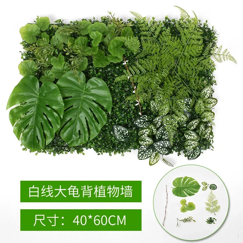 40X60cm 3D Artificial Green Plant Wall Panel – Realistic Grass Flower Wall Background Decor for Wedding, Garden & Outdoor Events