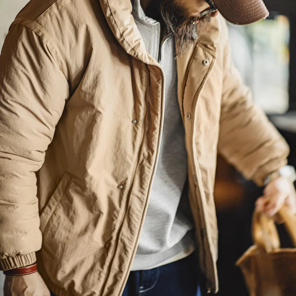 Maden Retro Khaki Cotton-Padded Jacket – Men’s Fall & Winter Outerwear