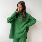 Women’s Turtleneck Knitted Sweater Set – Loose Casual Two-Piece Winter Outfit