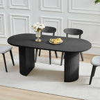 Table de cuisine ronde extensible avec piétement cannelé, style ferme moderne, table de salle à manger extensible de 104 cm à 198 cm pour 4 à 8 personnes