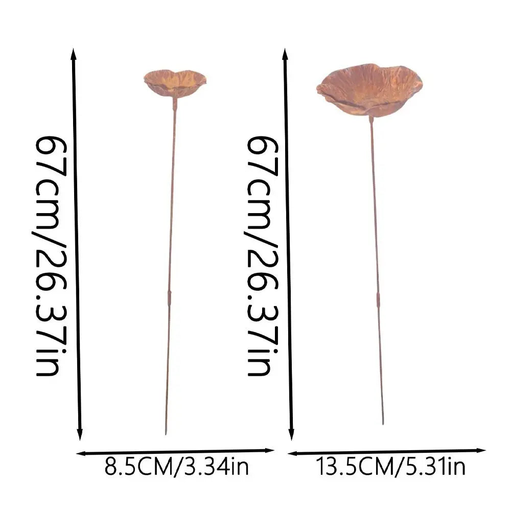 Vintage Flower-Shaped Metal Bird Bath with Garden Stake – Decorative Outdoor Bird Water Bowl for Garden, Lawn & Patio