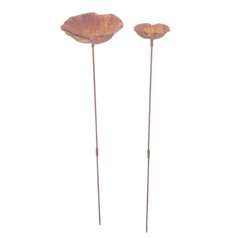 Vintage Flower-Shaped Metal Bird Bath with Garden Stake – Decorative Outdoor Bird Water Bowl for Garden, Lawn & Patio