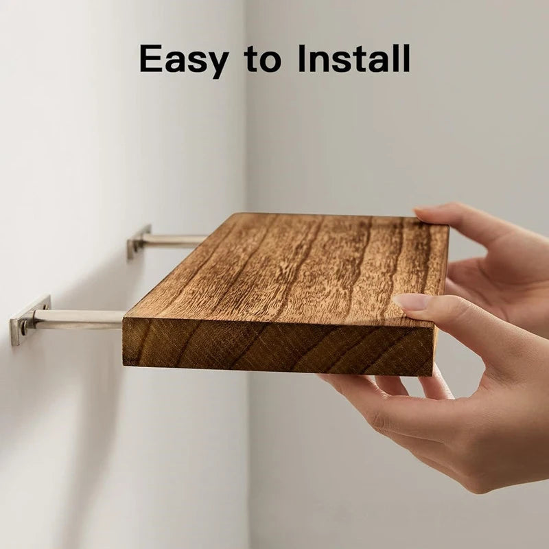 HeMu Wood Floating Wall Shelf – Multi-Purpose Storage for Photos & Books