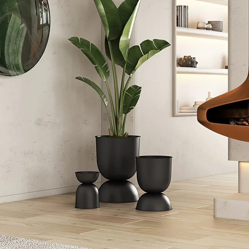 Jardinière artistique en fer pour villa, extérieur et jardin – Design résistant à la rouille, à poser au sol