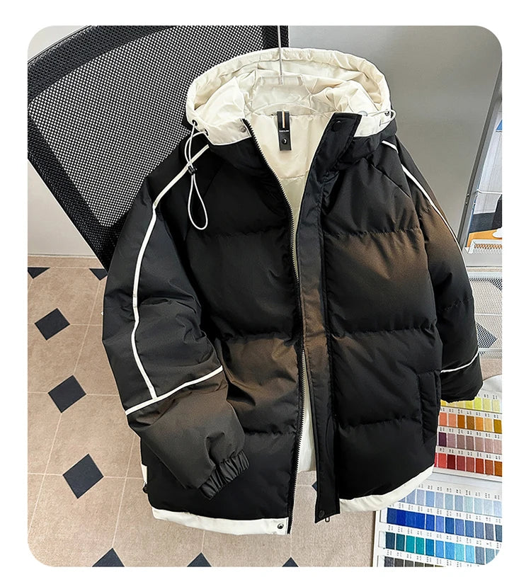 Men’s Winter Down Jacket – Thick Warm White Duck Down Puffer Coat with Hood, Windproof & Cold-Proof