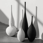 Minimalist Handmade Zen Ceramic Vase – Black & White Hand-Drawn Art for Living Room & Home Decor