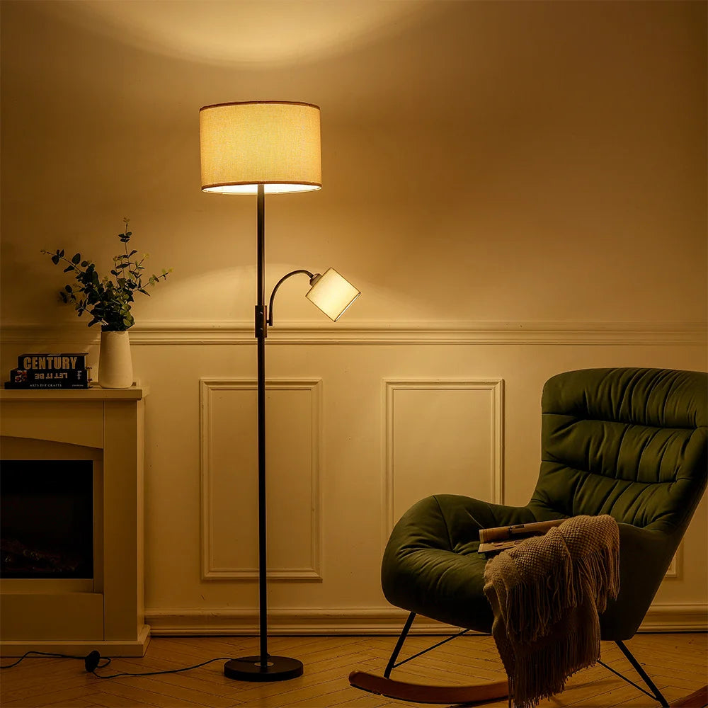 2-Light Floor Lamp with Adjustable Heads – Standing Reading & Room Lighting