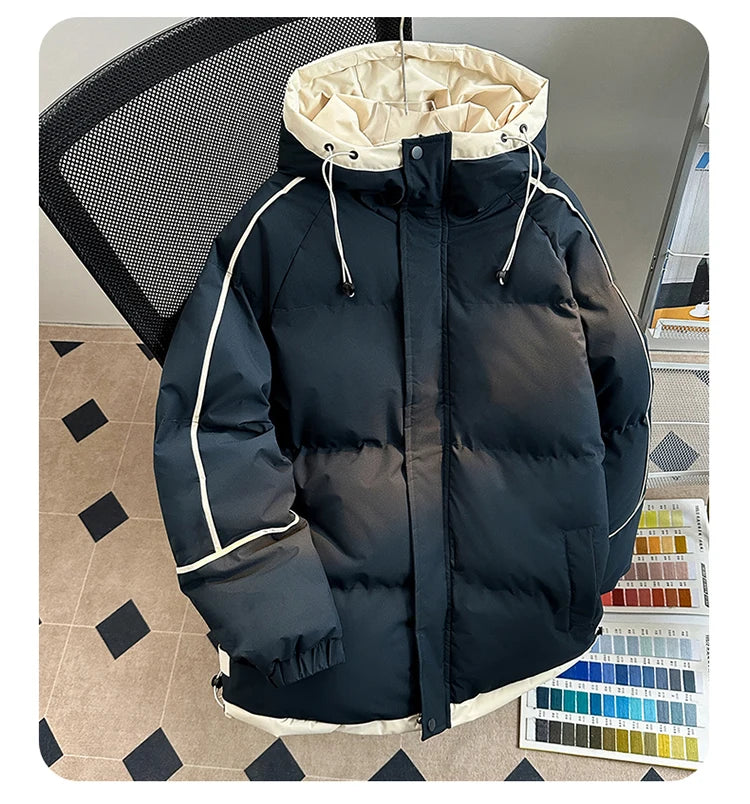 Men’s Winter Down Jacket – Thick Warm White Duck Down Puffer Coat with Hood, Windproof & Cold-Proof