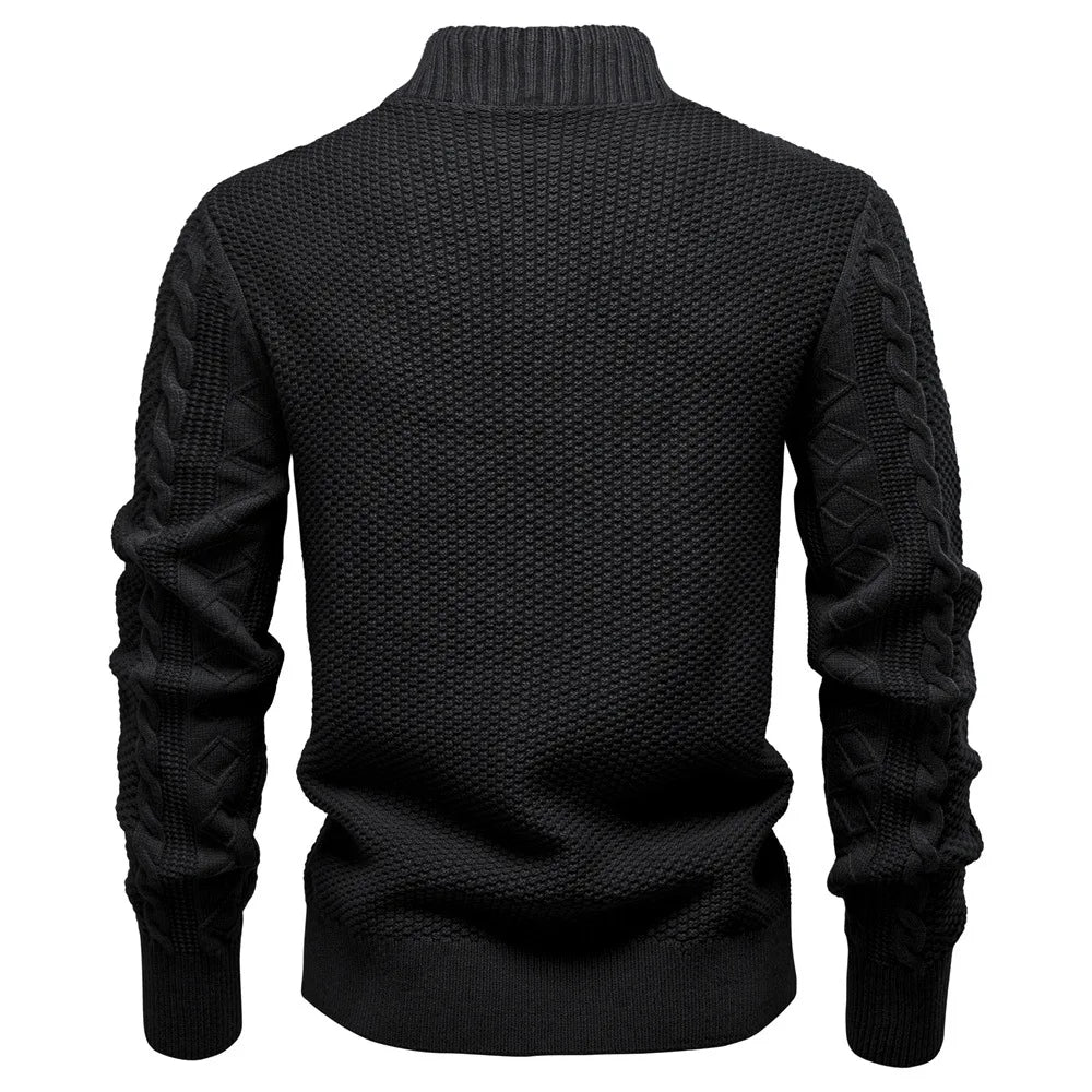 Men’s Woolen Jacket 2025 – European-Style Autumn Winter Knitted Cardigan Coat with Zipper