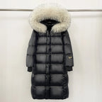 Reality Fur Over-the-Knee Puffer Jacket – Women’s Winter Coat with Raccoon Fur Hood