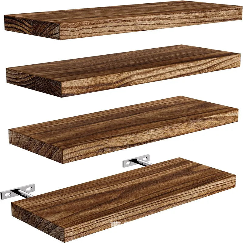 HeMu Wood Floating Wall Shelf – Multi-Purpose Storage for Photos & Books