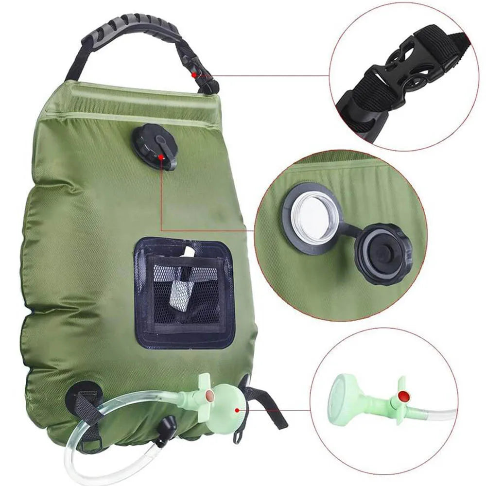 Solar Shower Bag 20L – Portable Outdoor Camping Solar Heated Shower