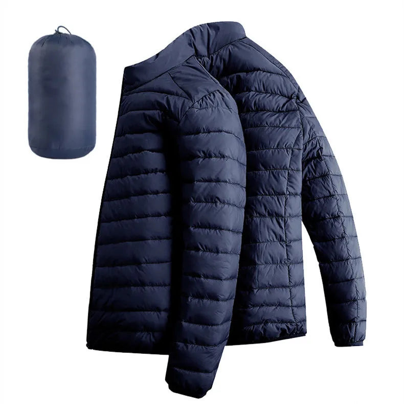 Men’s Lightweight Hooded Hiking Jacket – Waterproof Thermal Cotton Padded Winter Parka with Zip Pockets