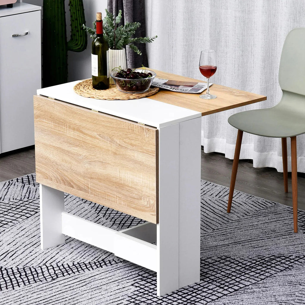 Haodirect Foldable Expandable Wooden Dining Table – Space-Saving Kitchen Table