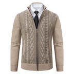 Men’s Autumn Winter Cashmere Padded Knitted Sweater Coat – Thick Warm Zipper Cardigan Jacket