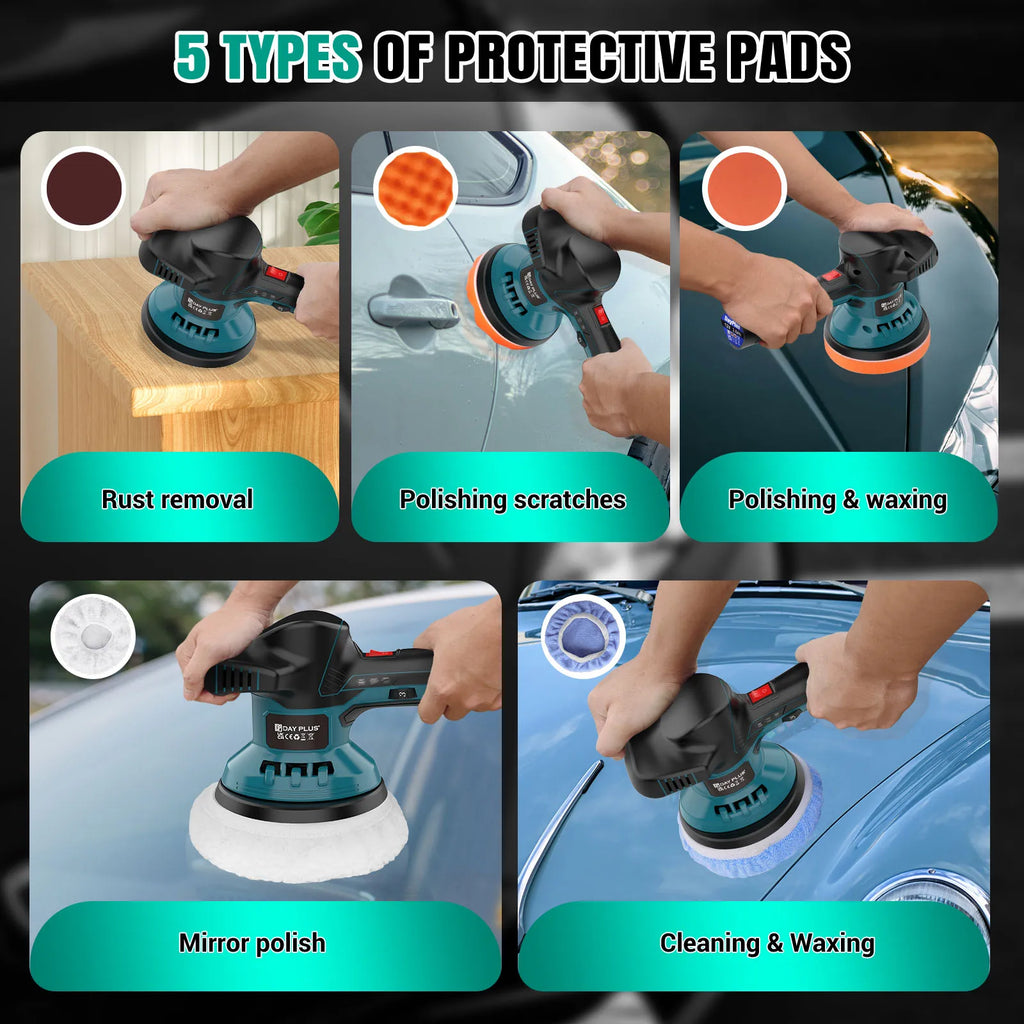 Cordless Car Buffer & Polisher Kit – Dual Battery Electric Polishing Machine with Variable Speed Control