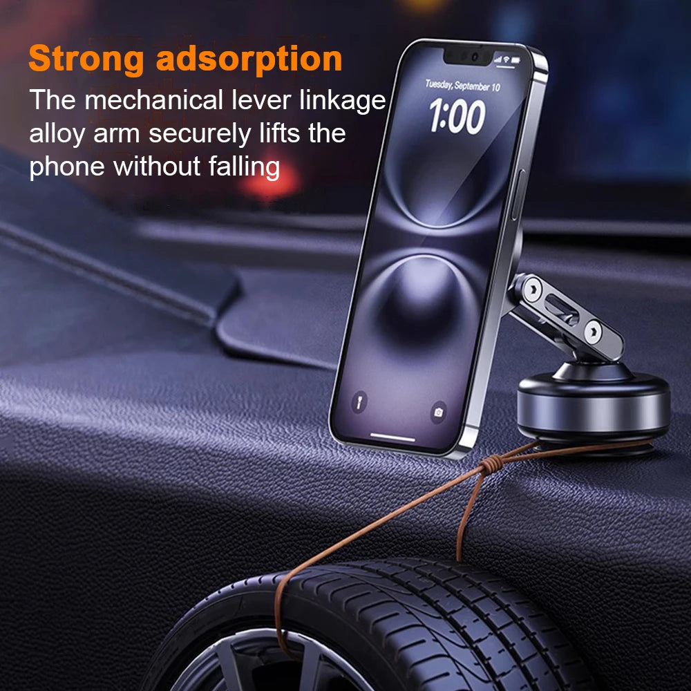 X93 Magnetic Vacuum Phone Holder – Foldable 360° Rotating Electric Suction Mount for Car, Kitchen, Gym & Desk
