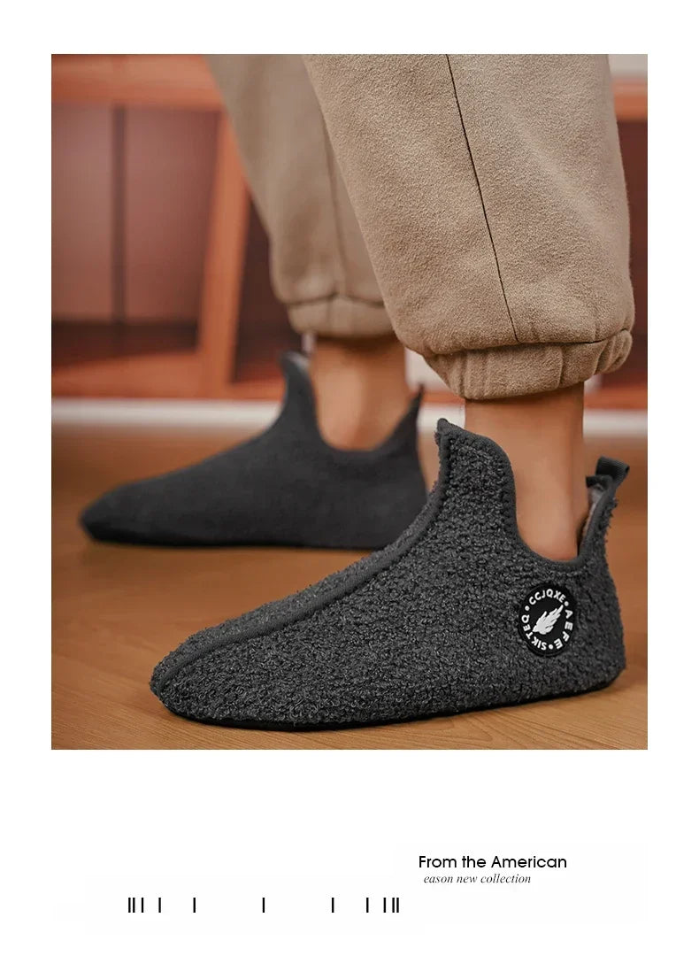 Men's Winter High-Top Plush Slippers – Warm, Lightweight & Non-Slip Indoor Outdoor Shoes