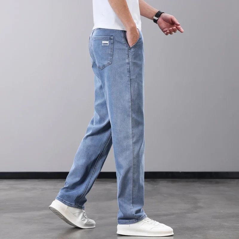 Summer Thin Men’s Jeans – Lyocell Fabric Soft Breathable Straight Denim Pants