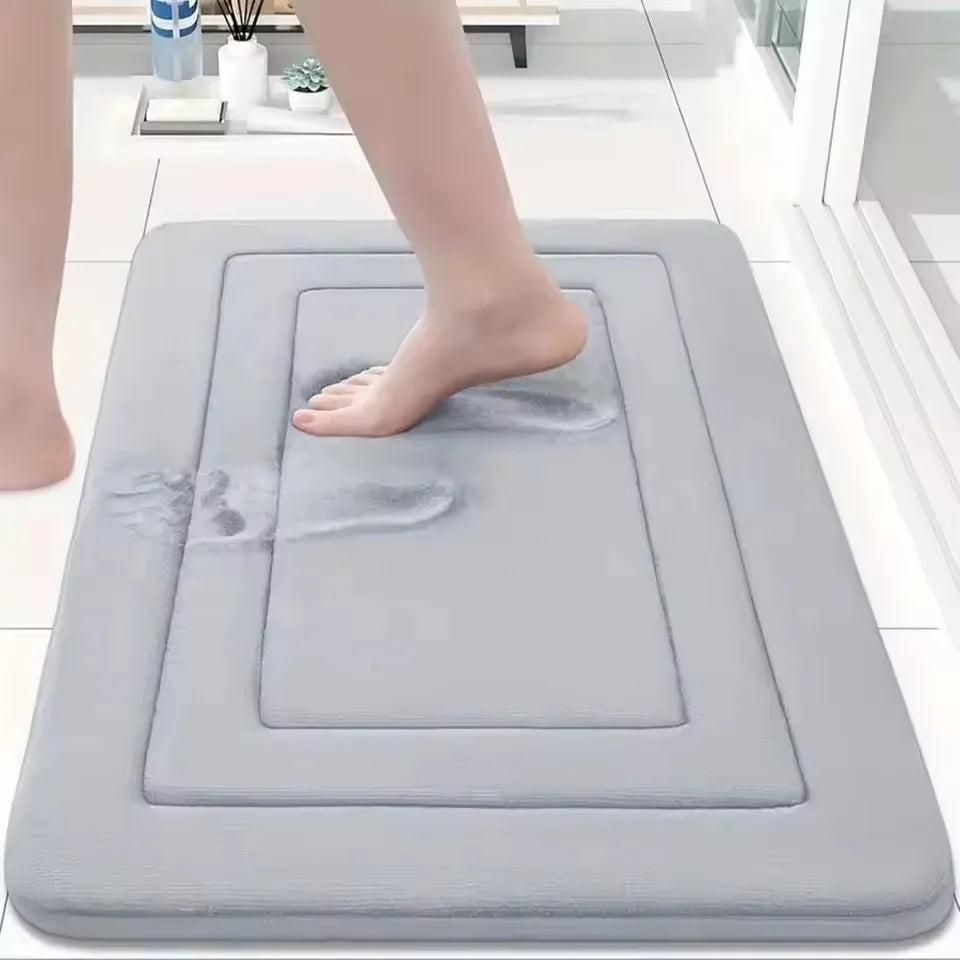 Thickened Super Absorbent Bathroom Floor Mat – Non-Slip Quick Dry Flannel Rug