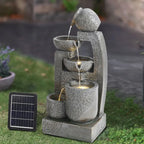 Cascade Solar Water Fountain – Outdoor Garden Patio Feature for Balcony Use