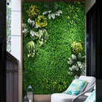 40X60cm 3D Artificial Green Plant Wall Panel – Realistic Grass Flower Wall Background Decor for Wedding, Garden & Outdoor Events