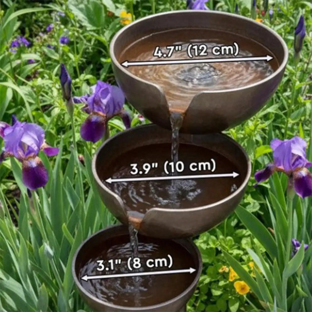 3-Tier Bee & Bird Water Station with Garden Stake – Decorative Outdoor Water Bowl for Bees, Butterflies & Birds