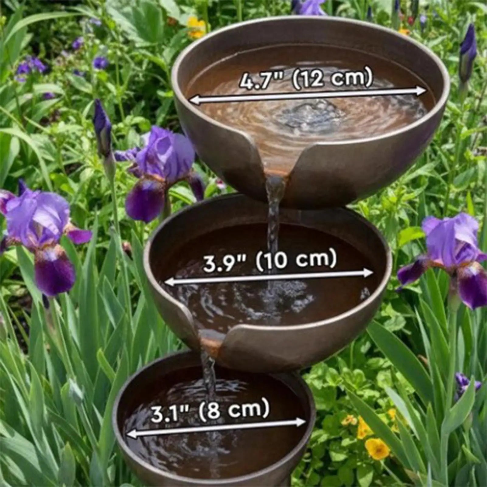 3-Tier Bee & Bird Water Station with Garden Stake – Decorative Outdoor Water Bowl for Bees, Butterflies & Birds