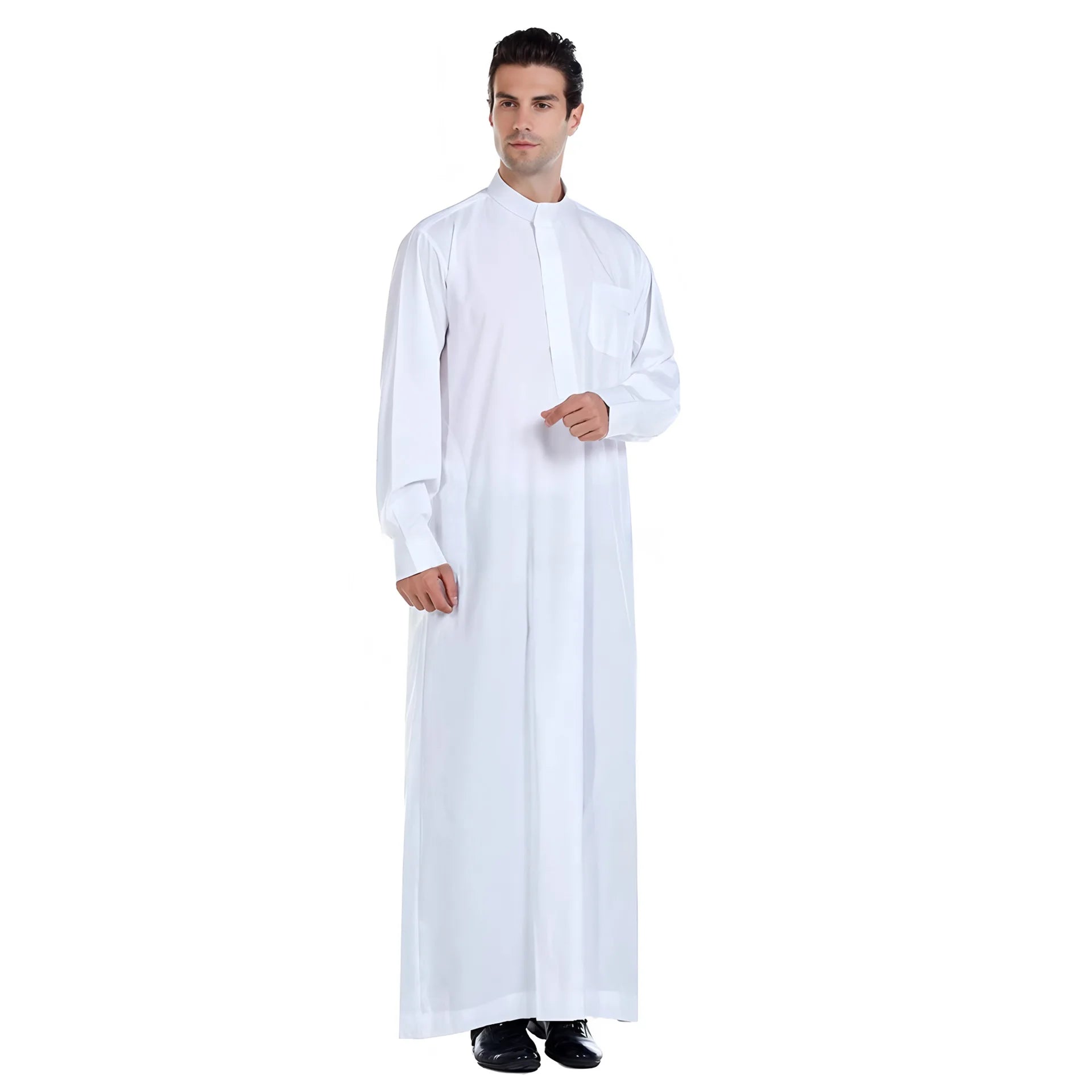 Muslim Men’s Zipper Jubba Thobe – Ethnic Kimono-Style Robe for Daily and Formal Wear
