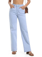 Women’s High Waist Straight Leg Jeans – Stretchy Slim Fit Office Trousers