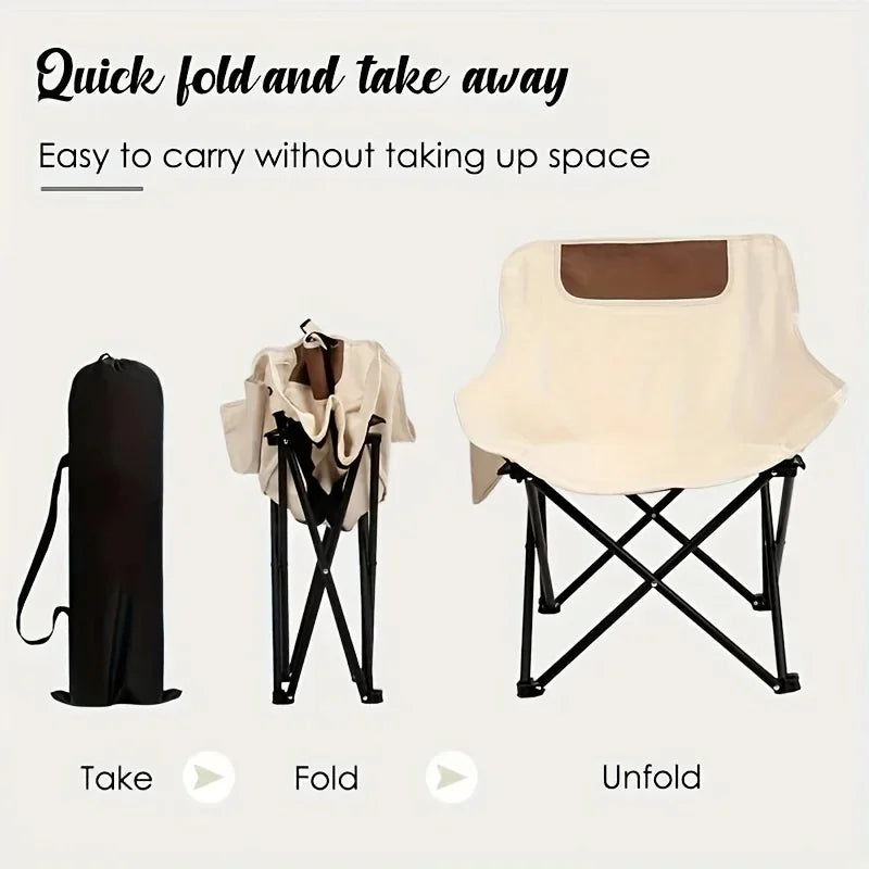 Portable Folding Camping Chair – Ultra-Light Low Back Moon Chair for Outdoor Adventures