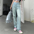 Female Light Blue High Waisted Jeans Pants