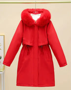 New Women Winter Jacket – Slim Long Coat with Big Fur Collar