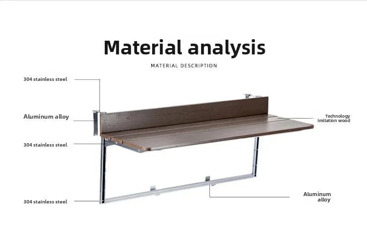 Space Saving Adjustable Height Folding Balcony Table – Hanging Railing Desk for Small Spaces