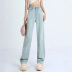 Female Light Blue High Waisted Jeans Pants