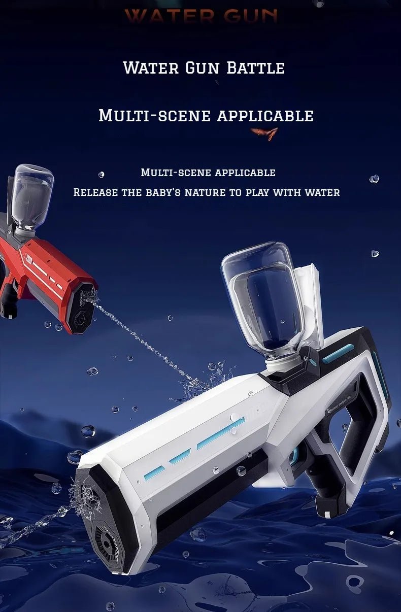 42cm Electric Water Gun – Automatic High-Pressure Water Blaster with Auto Water Absorption for Outdoor Summer Fun