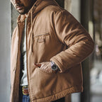 Maden Retro J141 Active Hooded Jacket – Cotton-Padded, Sherpa Fleece & Velvet Canvas