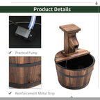 Outsunny Garden Wood Barrel Pump Patio Electric Water Fountain Deck Feature New
