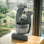 Tabletop Resin Water Fountain with LED Light – Indoor Zen Desk Decor Feature