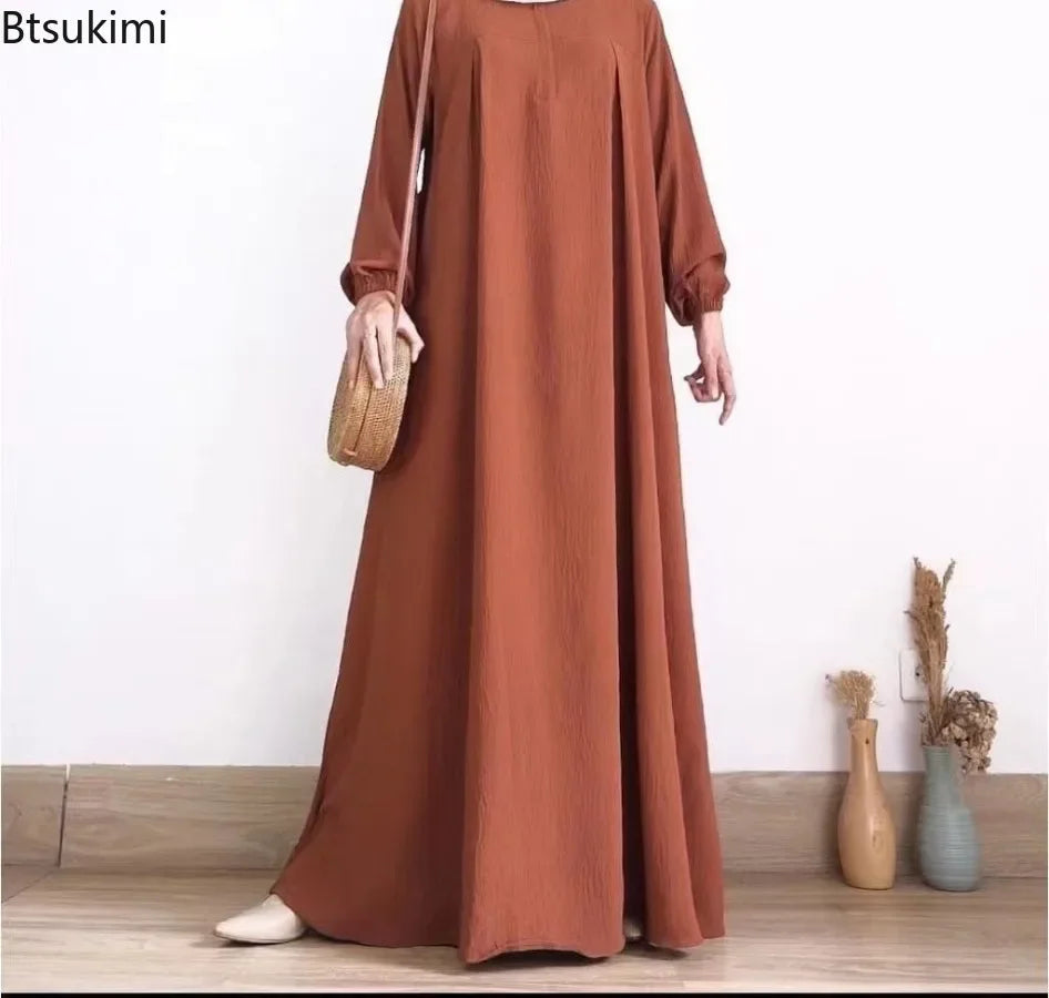 2026 Muslim Modest Abayas for Women Long Sleeve Casual Maxi Dress Ramadan Kaftan Robe Islamic Clothing Eid Party Jalabiya Caftan