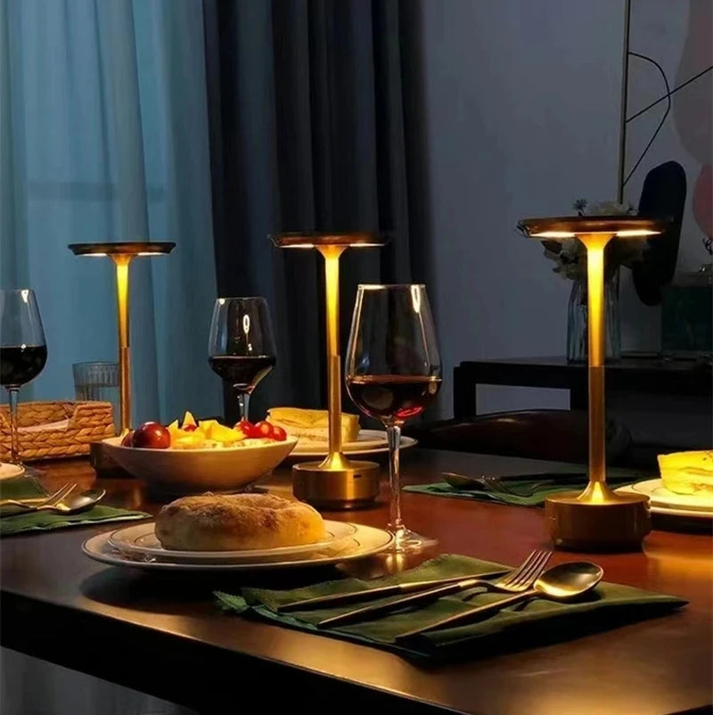 USB Rechargeable Touch Table Lamp – Dimmable Aluminum LED Desk Light for Bar, Restaurant & Home Decor