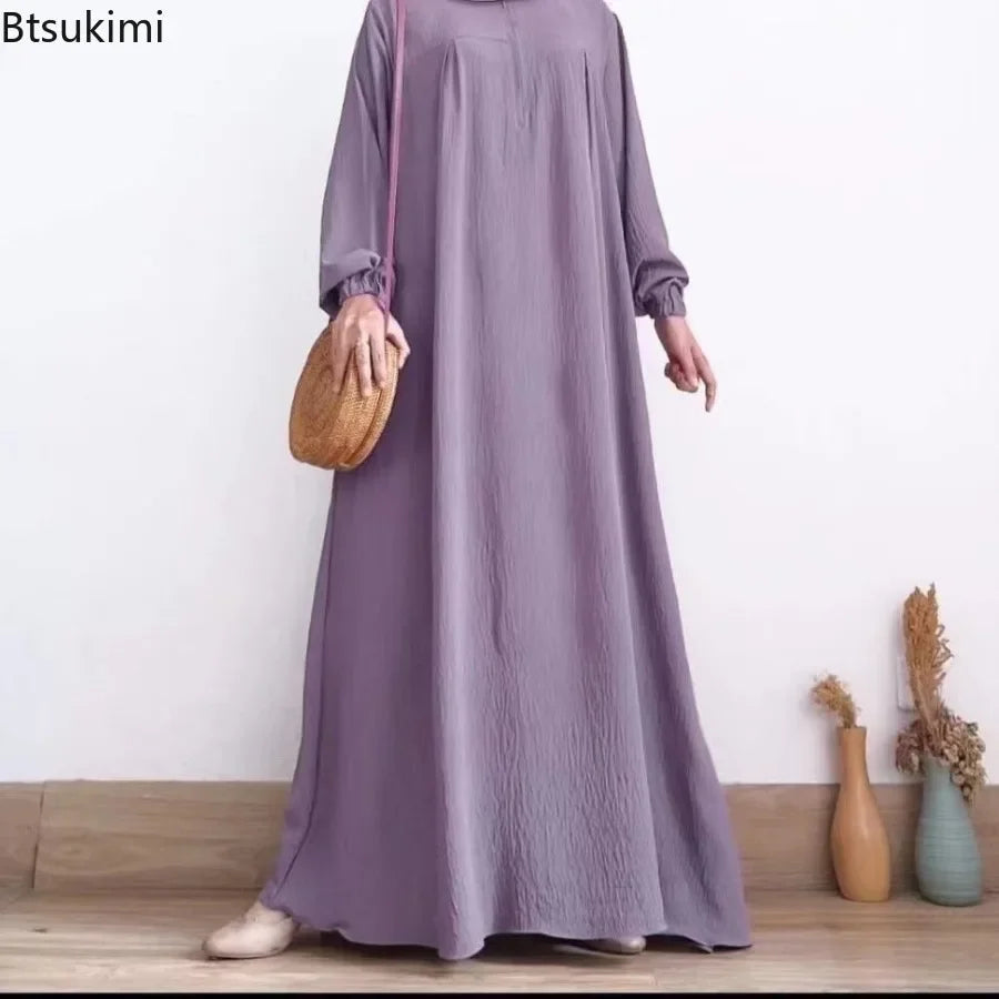 2026 Muslim Modest Abayas for Women Long Sleeve Casual Maxi Dress Ramadan Kaftan Robe Islamic Clothing Eid Party Jalabiya Caftan