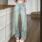 Female Light Blue High Waisted Jeans Pants